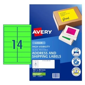 Avery Fluoro Green High Visibility Shipping Labels 99.1 x 38.1 mm, Laser, Fluoro - Bild 1 von 4
