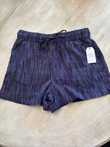 Time And Tru Shorts Womens Size Small Pull on Relaxes Fit Blue TT Linen Shorts - Picture 1 of 3