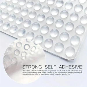 Clear Silicone Bumper Pads 10mm | Adhesive Cabinet Drawer Door Stoppers - Picture 1 of 8