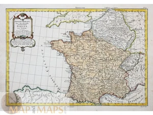 1787 Philippe Map – France Roman Gaul Hand-colored - Picture 1 of 5