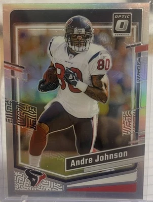 2023 Donruss Optic Andre Johnson Silver Holo Prizm Houston Texans #70 HOF Miami - Image 1 of 2