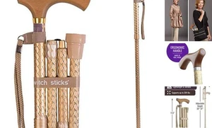  Gehstock für Männer oder Frauen, faltbarer und gravierter Perle Gold Gehstock - Bild 1 von 7