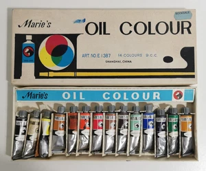 Vintage Marie’s Oil Colour Boxed Set Of 14 Paints See Description Art Prop - Picture 1 of 12