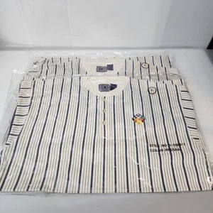 2 Halifax Outfitters Men Henley Shirt Striped L Cotton Vint 90s Billard Uniform - Picture 1 of 7
