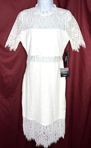 NUEVO/Etiquetas LULUS Notable Vestido Blanco Transparente Pestañas Pequeñas Encaje Manga Corta - Imagen 1 de 9
