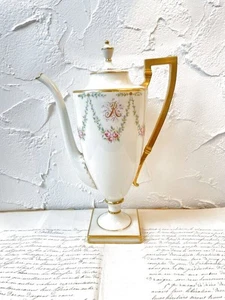 Lenox Antike Porzellan Kaffeekanne 10,6 Zoll Klassisch Floral Gold Design  - Bild 1 von 10
