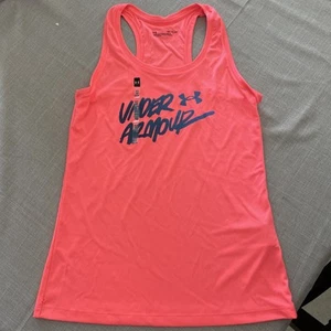 Under Armour Women's Pink Tank Top Small X S Polyester Loose Gym run - Picture 1 of 7