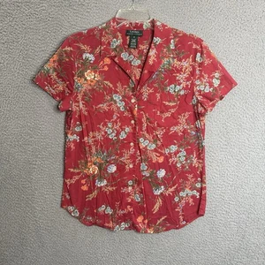 Lauren Ralph Lauren Pajama Top Womens Size Medium Red Floral Sleep Wear Cotton - Picture 1 of 8