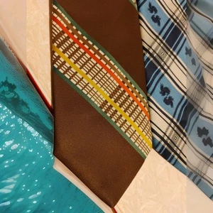 Vintage Sears Men's Store 1970 Neck Tie Retro Wide Geometric 55" Long Brown (2) - Picture 1 of 14