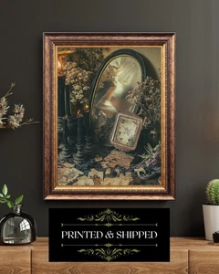 Tarot And Black Candles Print Witchy Still Life Wall Art Lavender Dried Herbs - Picture 1 of 5