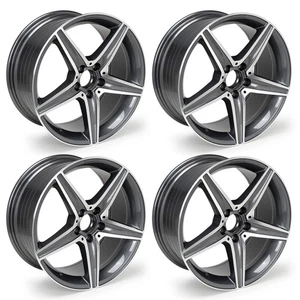 4Pc New 18" 18x8.5 Machine GREY Wheel Rim for Mercedes E350 E550 E400 E450 E550 - Picture 1 of 17