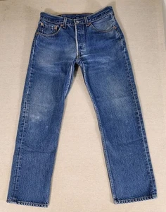 Vtg 90s Levi's 501xx Denim Buttonfly Jeans 33x32 (30x27.5) Med Wash Made in USA - Picture 1 of 11