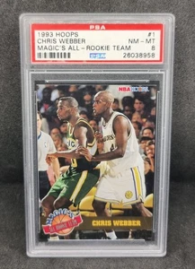PSA 8 1993 HOOPS ROOKIE CHRIS WEBBER MAGIC'S ALL ROOKIE TEAM #1. WARRIORS - Picture 1 of 2