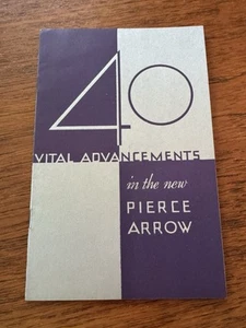 Folleto de colección Pierce Arrow 40 Vital Advancements concesionario auto coche de colección - Imagen 1 de 6