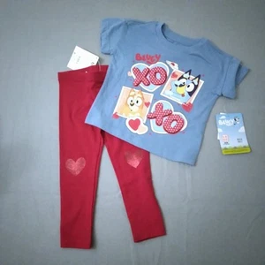 Bluey Dog Outfit Size 18m Shirt Pants Bingo Heart Valentines Kisses BBC Cartoon - Picture 1 of 11