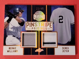 Derek Jeter GAME USED JERSEY CARD #d25/45 Bernie Williams NEW YORK YANKEES LEAF - Picture 1 of 3