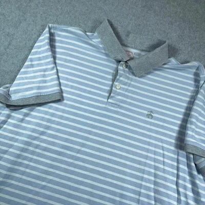 Camisa polo masculina Brooks Brothers ajuste original XL listra azul claro algodão Supima - Imagem 1 de 4