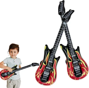 Aufblasbare Gitarre 90 cm 2 Stück Flammen Luftgitarren Musikinstrumente - Bild 1 von 7