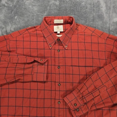 VTG Viyella Flannel Button Shirt Mens XL Orange Windowpane Check Casual Canada - Image 1 of 4