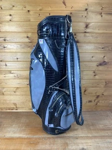 Rare Vintage Black Gray Faux Leather Croc Print Ram Golf Bag 6 Way - Picture 1 of 13