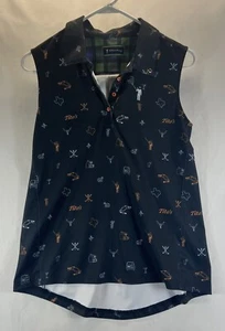 William Murray Black Tito's Logo Sleeveless Collared Golf Polo Womens Size Small - Picture 1 of 14
