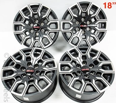 4 GMC Sierra Yukon Denali OEM Charcoal Machined Face 18" Wheels Rims - Image 1 of 4