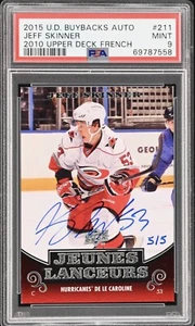 2015 UD BUYBACKS Jeff Skinner PSA 9 AUTO #5/5 YOUNG GUNS FRENCH RC ROOKIE 2010 - Picture 1 of 4