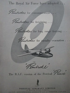 4/1952 PUB HUNTING PERCIVAL AIRCRAFT PEMBROKE RAF AVION FLUGZEUG ORIGINAL AD - Foto 1 di 1