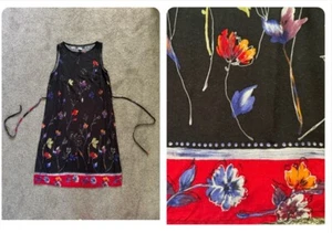 Impressions summer dress S flowers tie waist sleeveless casual party sundress - Picture 1 of 12