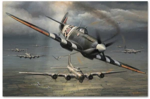 Allies in Arms - art print by John Shaw - B-17 / Spitfire (3 signatures) - Picture 1 of 2