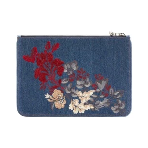 Alexander McQueen S/S 2016 Embroidered Floral Denim Pouch - Picture 1 of 7