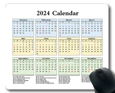 Calendar 2024 Year Mouse Pad,Pink Mouse Pad with Stitched Edge - Image 1 of 4
