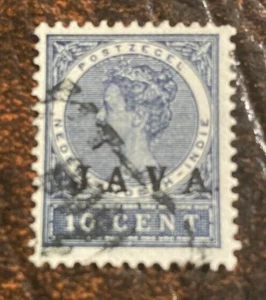Dutch Indies 1908 Early Issue Fine Used 10c Slate. JAVA Overprint - Picture 1 of 2