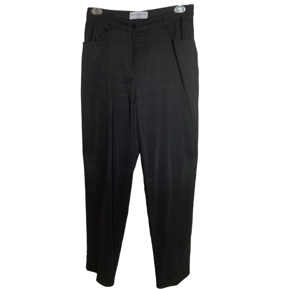 Pantalones de vestir Marisa Christina para mujer negros elásticos con bolsillos talla 10 oficina Foto 1 de 4