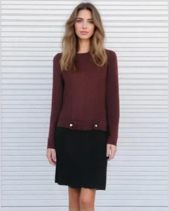 BCX Dress Juniors' Medium Burgundy & Black Sweater Dress NWT - Picture 1 of 5