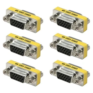 6 Pcs DB15 HD D-Sub 15-Pin VGA SVGA Female to Female Coupler Gender Changer Gold - Picture 1 of 1