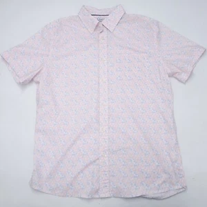 Croft & Barrow Shirt Men's Large White Floral Slim Fit Short Sleeve Performance - Picture 1 of 6