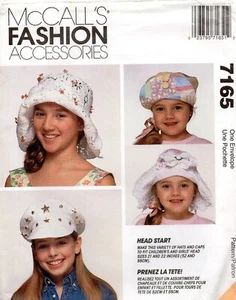 Sombreros para niñas 1994 patrón de costura McCall's 7165 21""-22"" cabeza talla nueva fuera de imprenta - Imagen 1 de 2