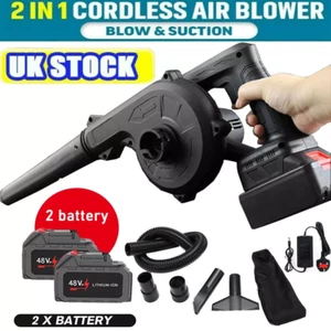 Electric Cordless Air Blower 21V Garden Snow Dust Leaf Suction Vacuum 2 Battery - Picture 1 of 22