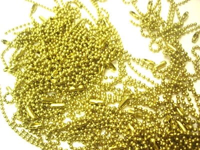 50 Yellow Brass 6" 2.2mm Gold Ball & Chain Supplies Key chain Tag Advertisement - Image 1 of 4
