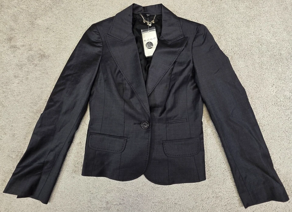 Chaqueta Blazer Recortada Bebe Princess Para Mujer Negra Mezcla Lana Talla 6 NUEVA Foto 1 de 4