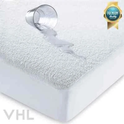 WATERPROOF Terry Towel Mattress Protector Non-Allergenic Bed Cover Fitted Sheet - Image 1 of 2