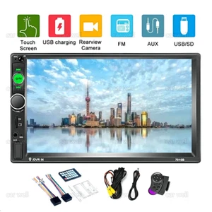 7" Double 2 DIN Car MP5 Player Bluetooth Touch Screen Stereo Radio With Camera - Picture 1 of 12