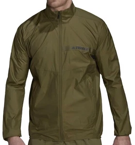 adidas Mens Jacket Terrex Running Walking Hiking Medium. Green Khaki. H53402 - Picture 1 of 5