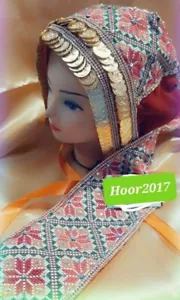 Traditioneller palästinensischer Kopfschmuck Stickerei Hochzeit Hena handgefertigt schönes Stück - Bild 1 von 17