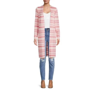 Time and Tru Women’s Stripe Ribbed Duster Cardigan,Size:XL(16-18) - Picture 1 of 4