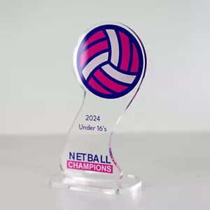 ACRYLIC COLOUR TROPHY AWARD CUSTOM DESIGNED FOR NETBALL WINNERS TEAM ACHIEVEMENT - Bild 1 von 4