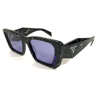Gafas de sol Prada SPR08Y 03V-01O negro blanco marcos de mármol con lentes violetas Foto 1 de 4