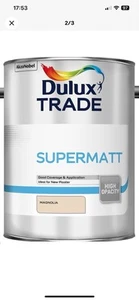 Dulux Trade Supermatt Magnolia - Magnolia - 5 Litres Free Postage - Picture 1 of 1