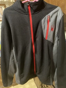 Spyder Black Jacket Red Zipper Size Large - Picture 1 of 3